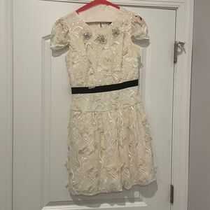 BCBG Beige Beaded Lace Dress